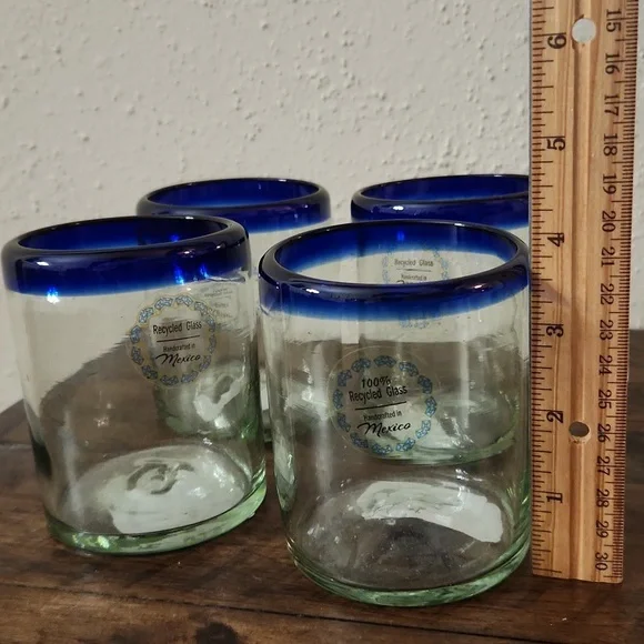 Set of 4 new beautiful glasses handcrafted in Mexico. - Picture 5 of 5